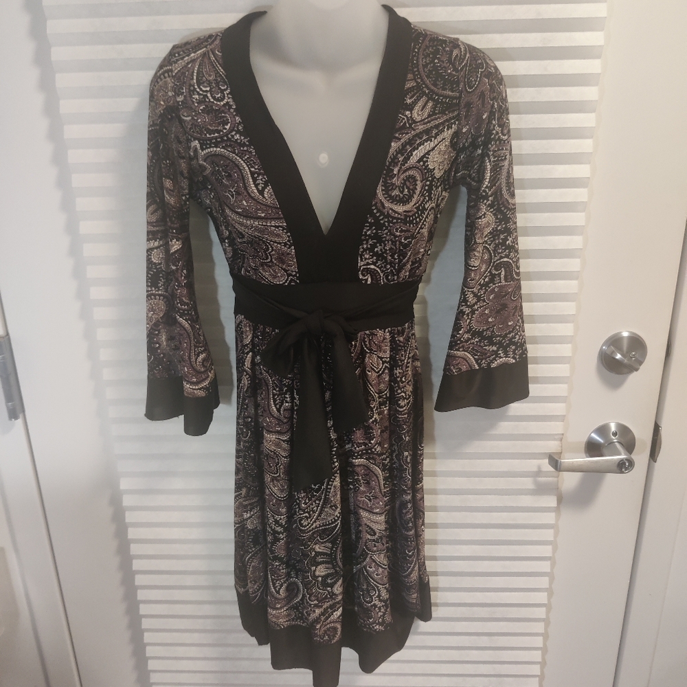 Paisley Print V-Neck Dress